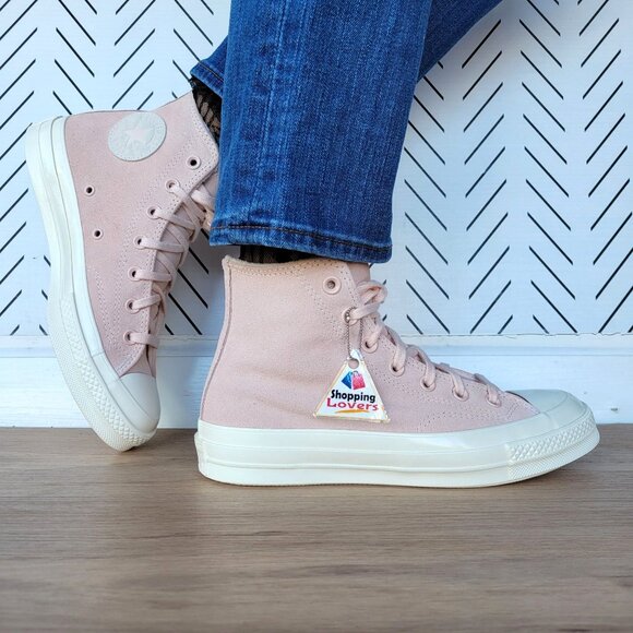❤️Converse Chuck 70 Hi Suede Pebble Pink Sz 8 Womens Shoes Sneakers A07901C New - Picture 4 of 11